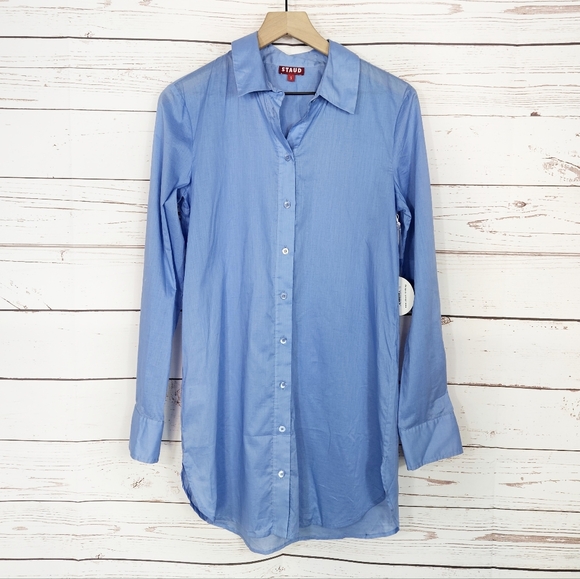 Staud | Chamomile Blue Shirt NWT - Picture 3 of 7